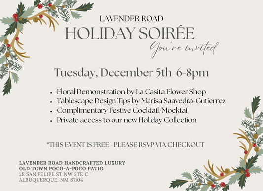 Holiday Soirée: Tuesday, December 5th 6-8pm (FREE)