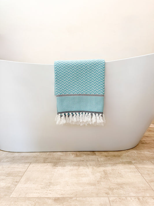 Flat Weave Turkish Towel - Waves Pattern