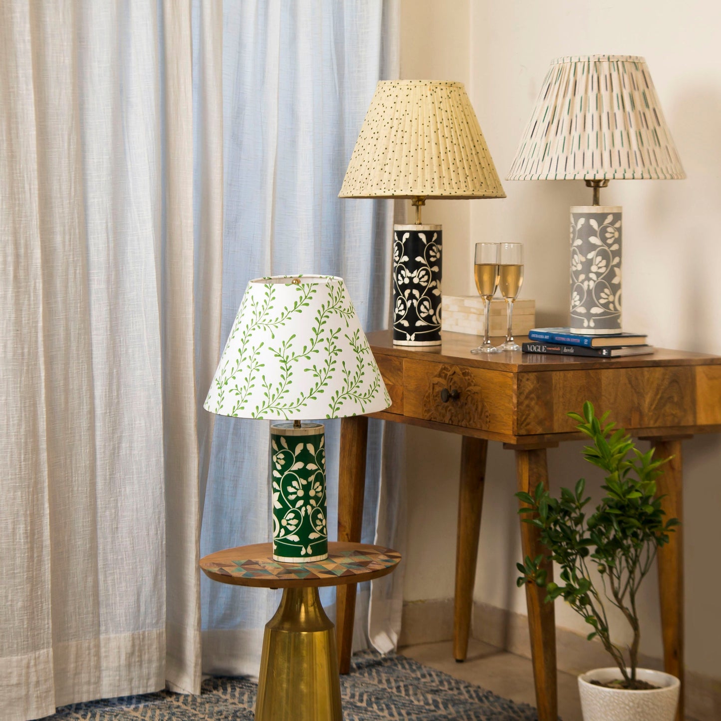 Floral Vines Table Lamp - Green