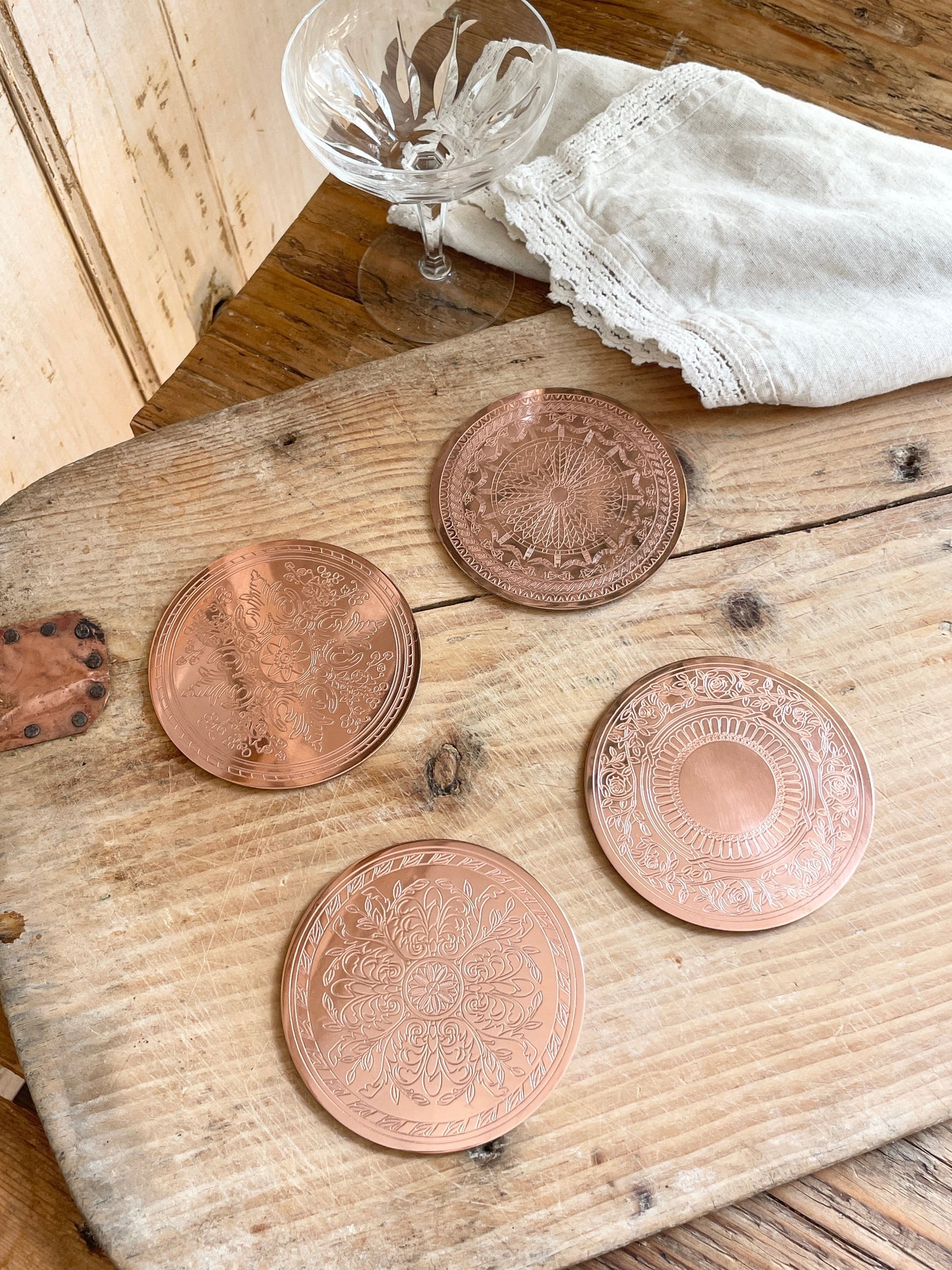 CMK Vintage Inspired Coasters Set (Set of 4)