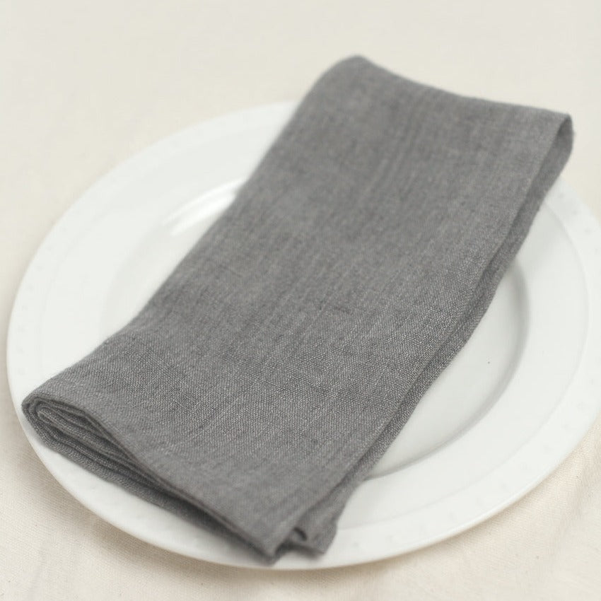 Stone Washed Linen Napkins, Oyster - set of 4