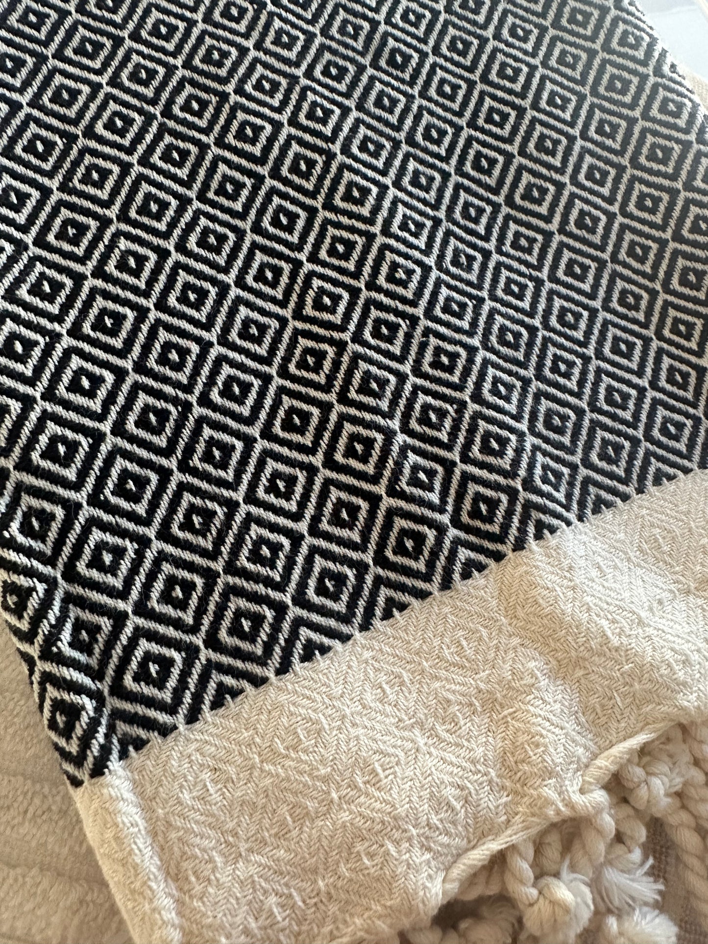 Flat Weave Turkish Hand Towel - Baklava Pattern