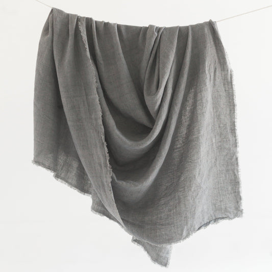 Stone Washed Linen Throw - Oyster