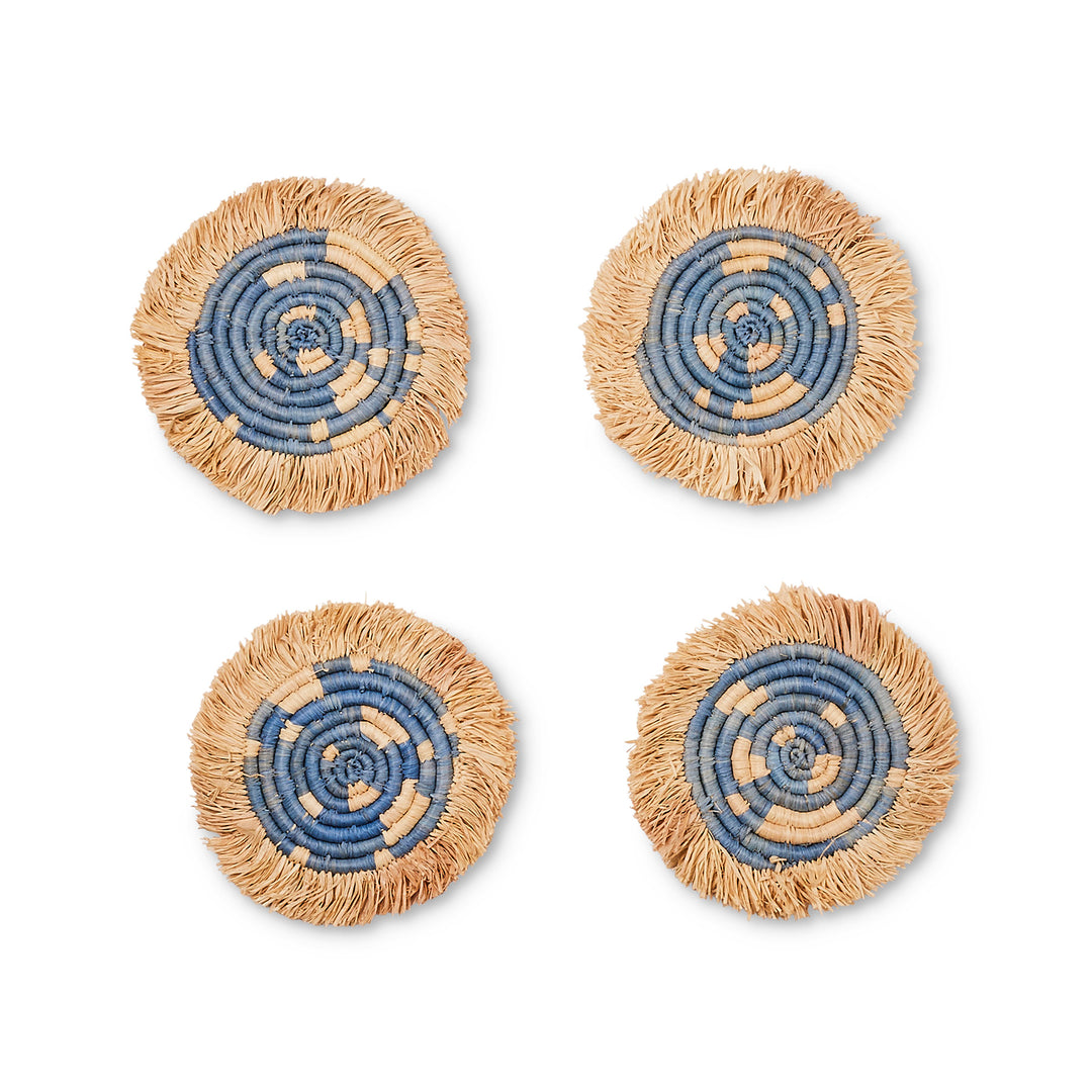 Blue Fringed Coasters (Set of 4)