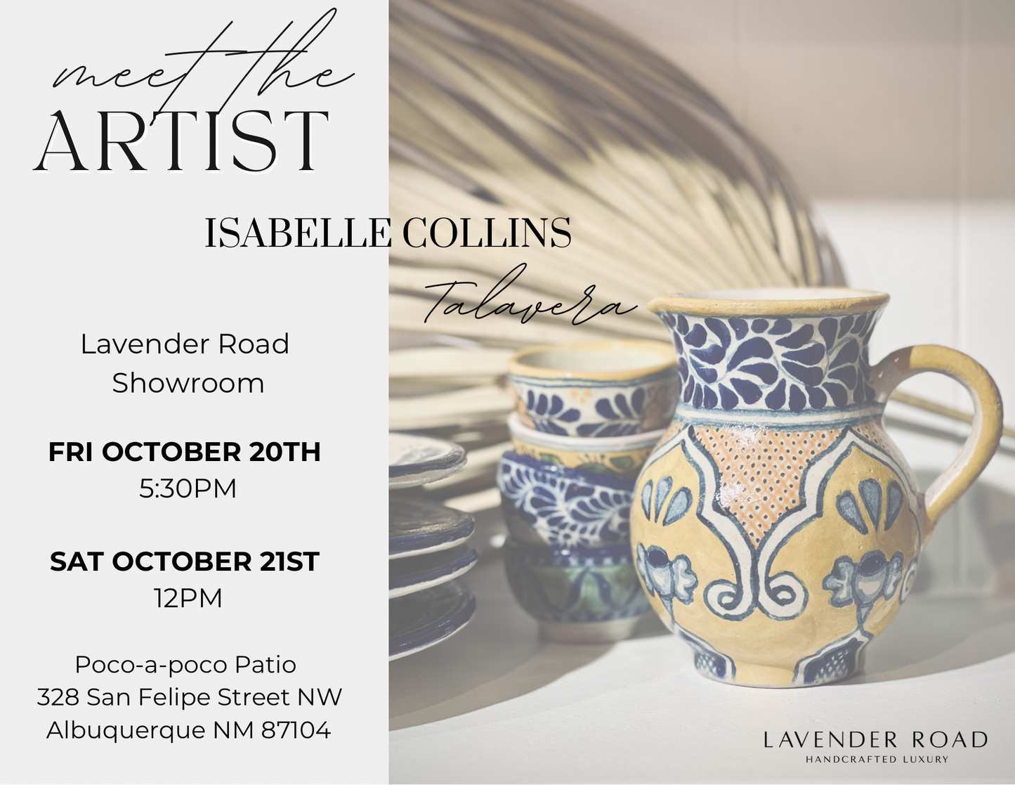 Meet the Artist Event: Isabelle Collins - Talavera Pottery