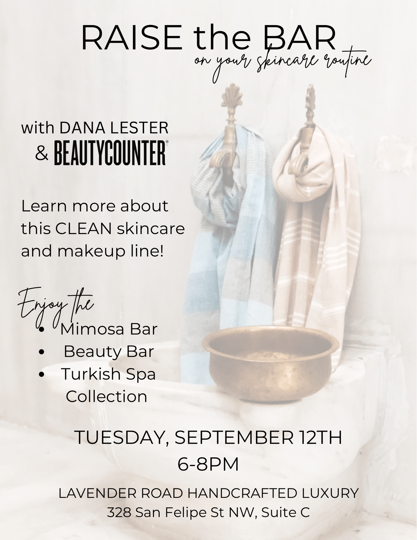 Raise the Bar Beauty & Mimosa Event: Tuesday, September 12th 6-8pm (FREE)