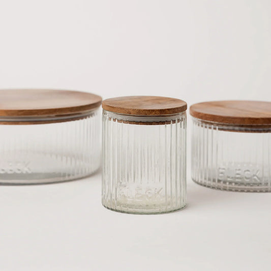 Fluted Glass Storage Jars - set of 3