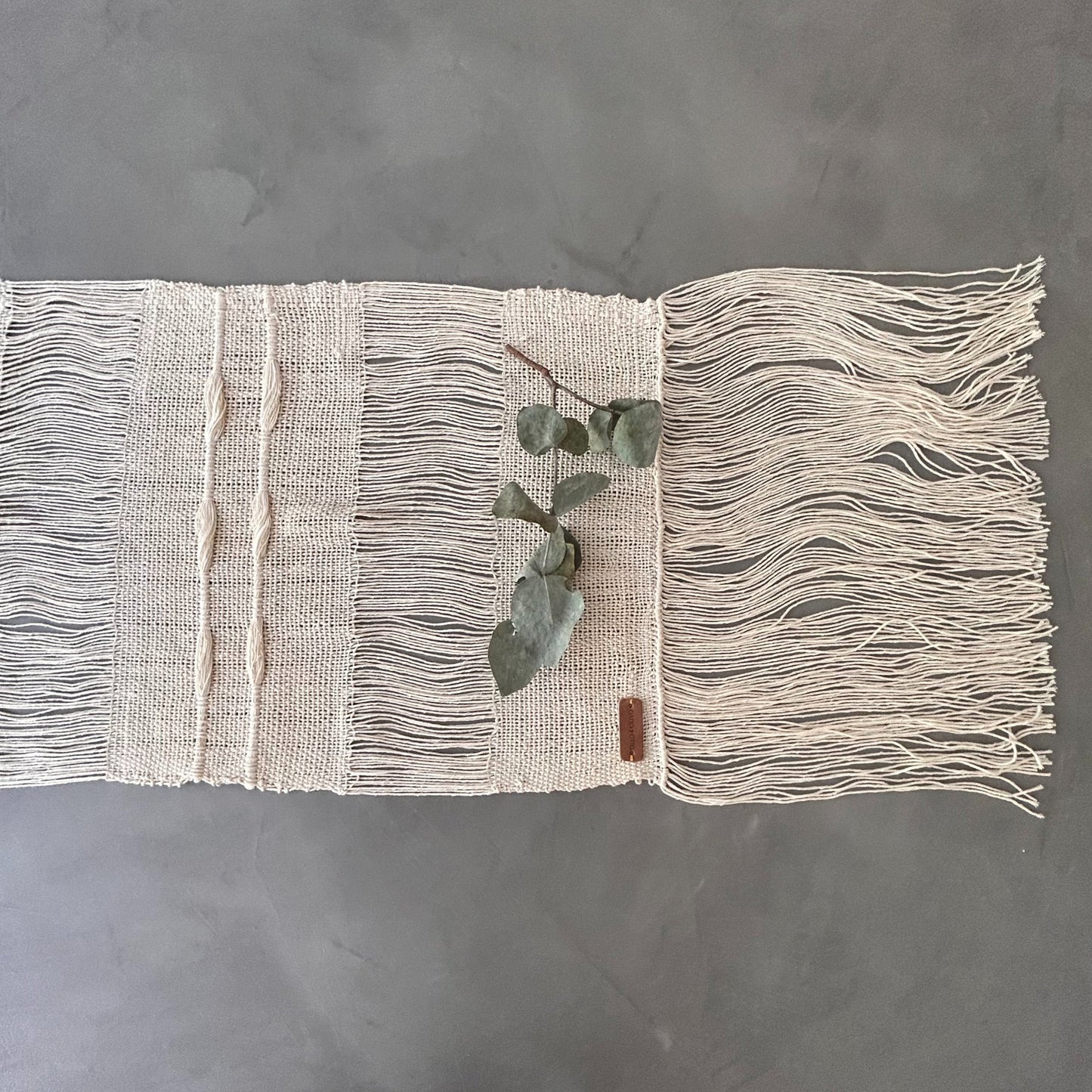 White Thread Table Runner